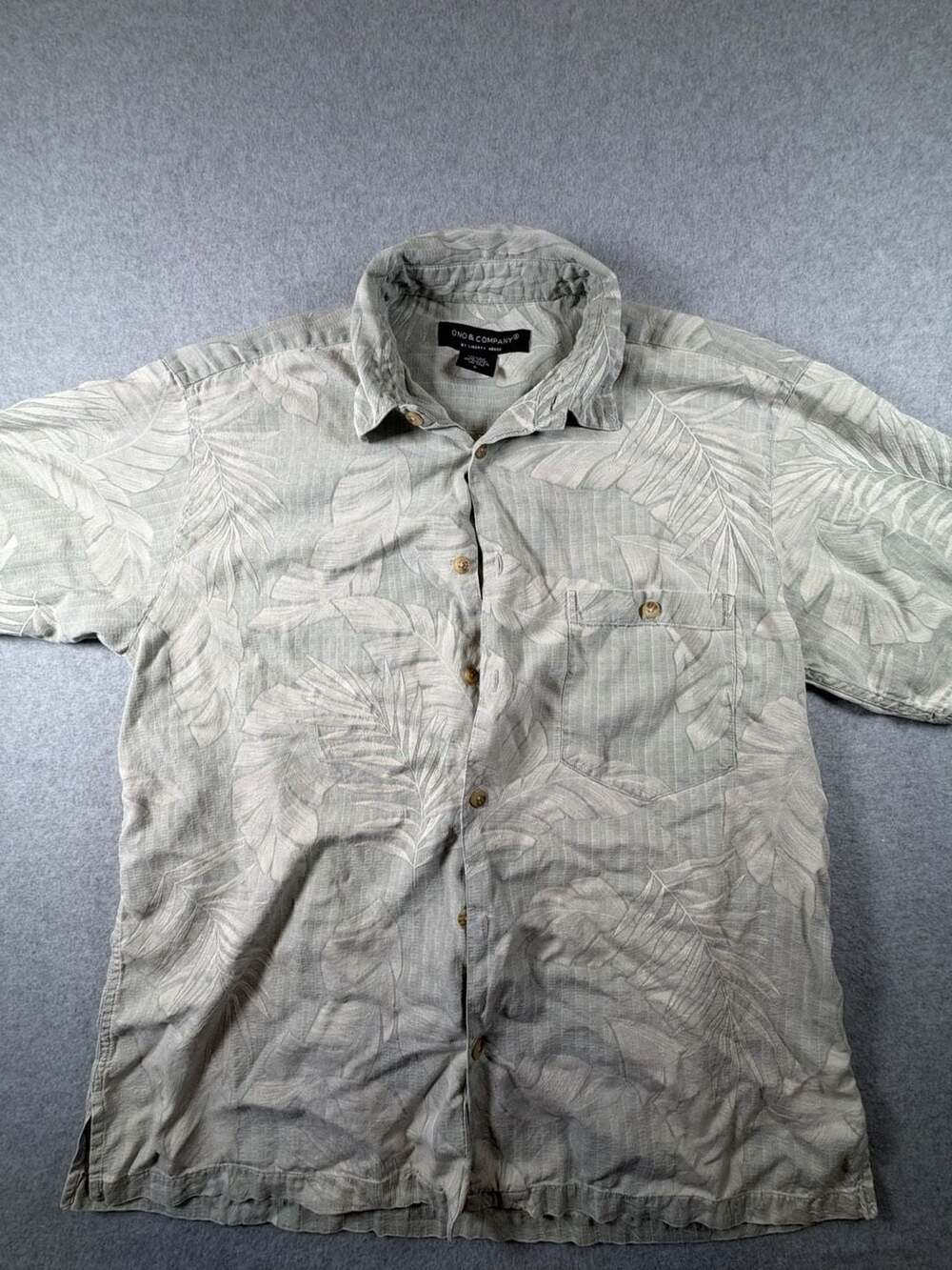 Ono & Company by Liberty House Men's Silk Cotton Blend Palm Leaf Shirt